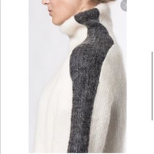 GANNI Callahan Mohair Egret White Gray turtleneck Sweater M